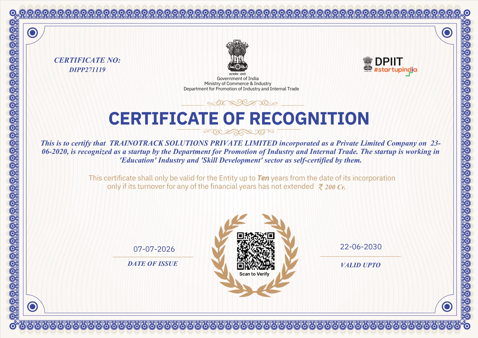 certificate of recognitions